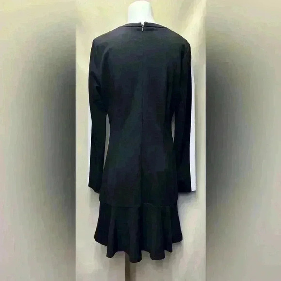 MICHAEL Michael Kors Black & Off White Long Sleeve Color-block Dress Size 10 - Picture 2 of 7